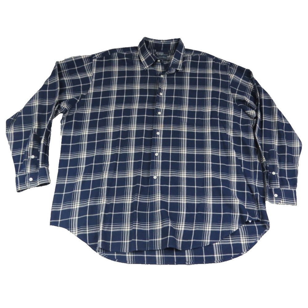 Polo Ralph Lauren Marlowe Plaid Button Shirt Cotton Wool XXL Navy White Men's LS